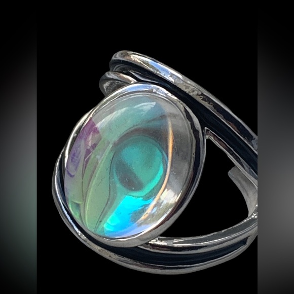 Rainbow of Colors Faux Moonstone Fashion Ring Woman’s Jewelry Mood Ring - Picture 5 of 11